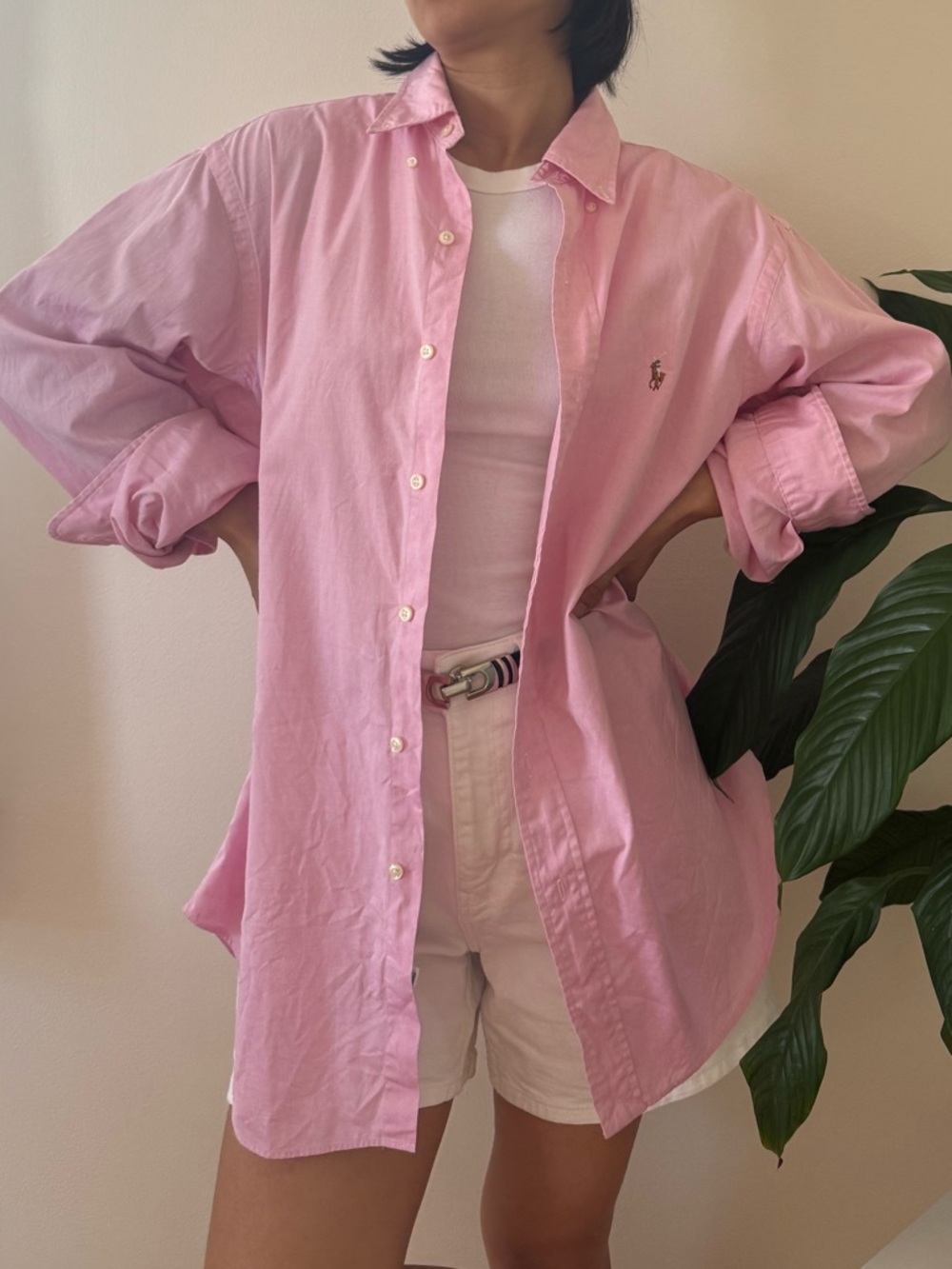 Vintage Ralph Lauren Classic Fit 100% Cotton Button Down Pink Shirt 16 34/35